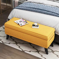 Pouf Panca Contenitore in Lino Rettangolare Morbido Capiente Divanetto Divano