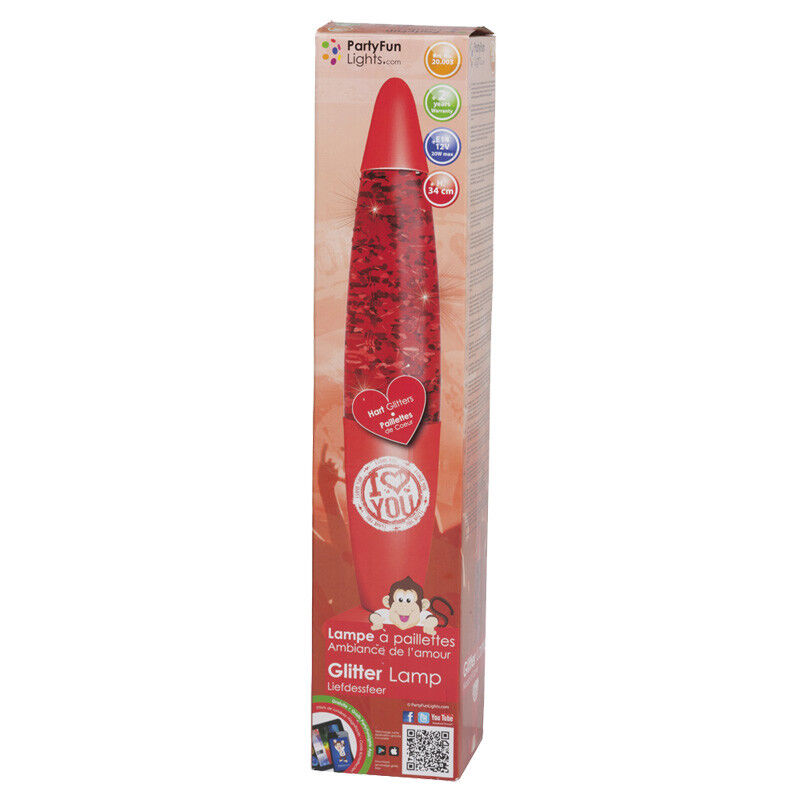 Lampada Glitter I LOVE YOU Luce a LED 220V 20W Rosso San Valentino