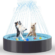 Piscina per Cani con Spray e Filtro di Scarico - Piscina per Cani Portatile per Esterno in Estate, 80 x 20 cm