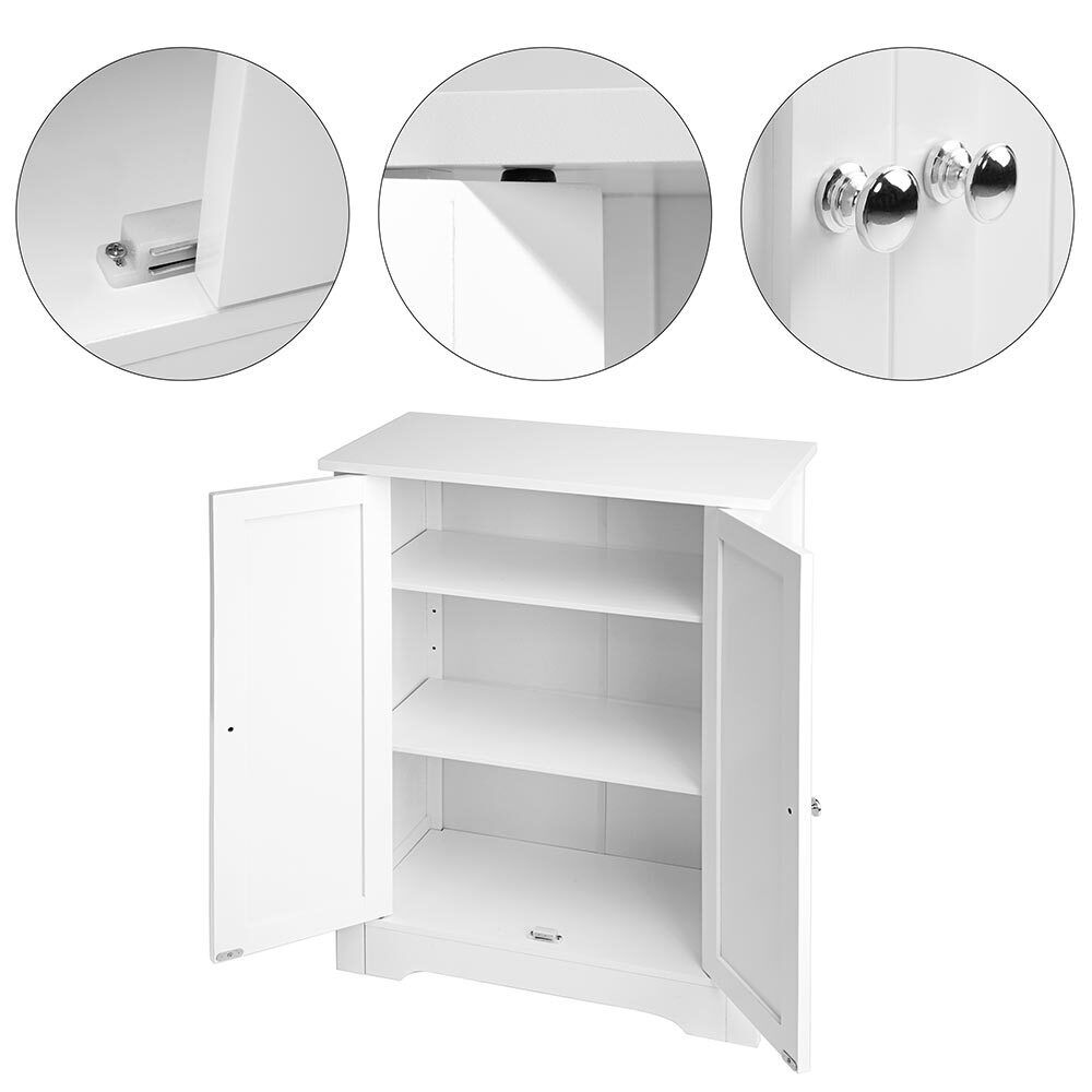 Mobiletto Armadietto Bagno 2 Ante Mobile Armadio in Legno MDF Bianco 60x30x80cm