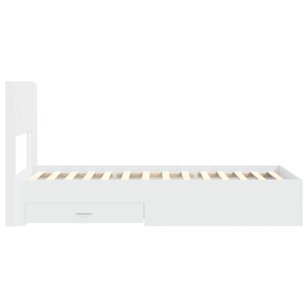 Struttura del letto con stoccaggio e testata Bianco 90 x 190 cm 3414515
