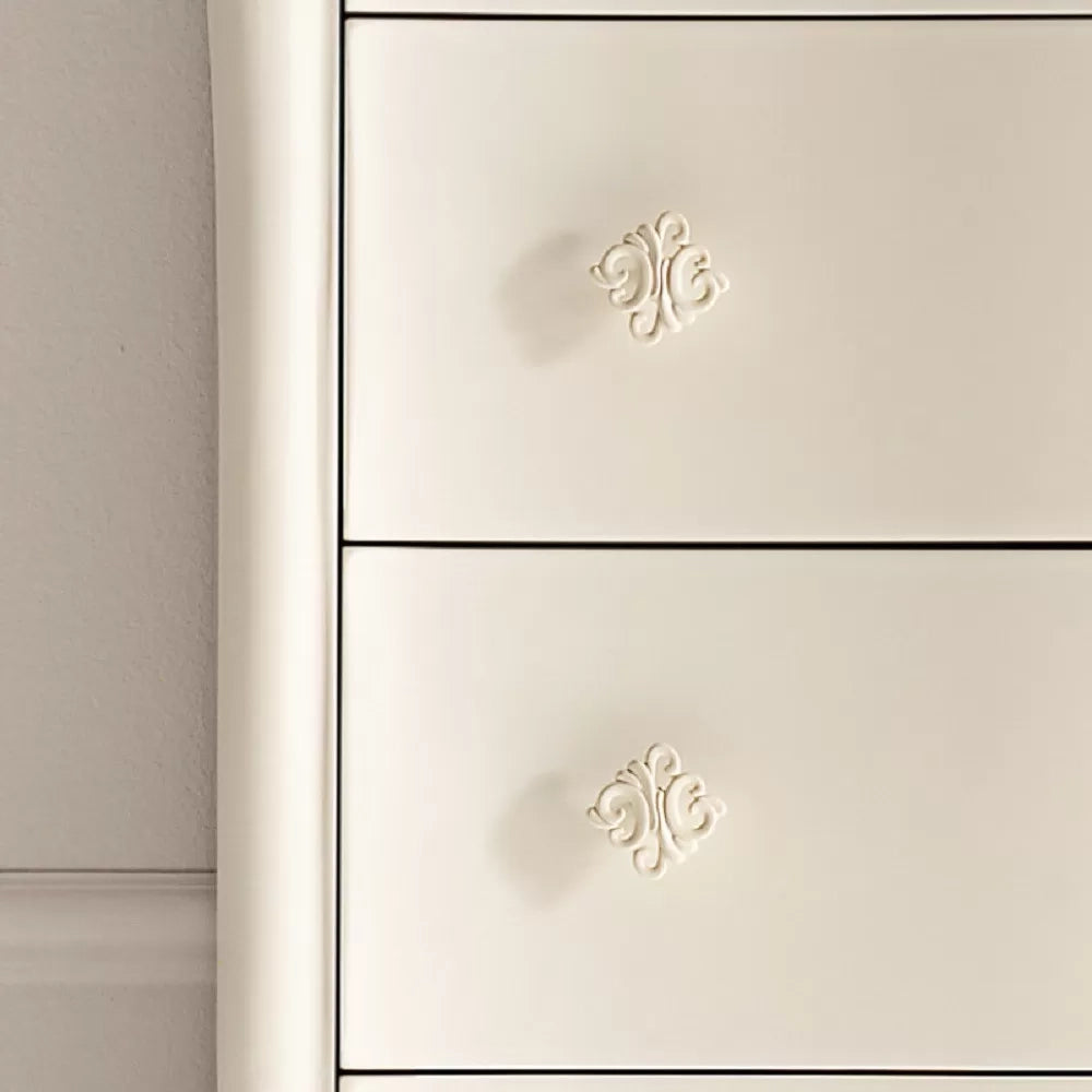 Cassettiera classica sagomata 6 cassetti in legno bianco argento l.86 p.47 h.132 - Mobili 2G