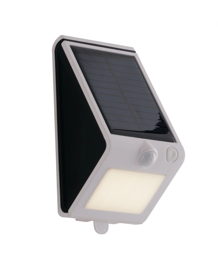 APPLIQUE LED OPEN BIANCA 3W 300LM 4000K CON PANNELLO SOLARE E SENSORE IP54 9,5X8,6X18,8CM