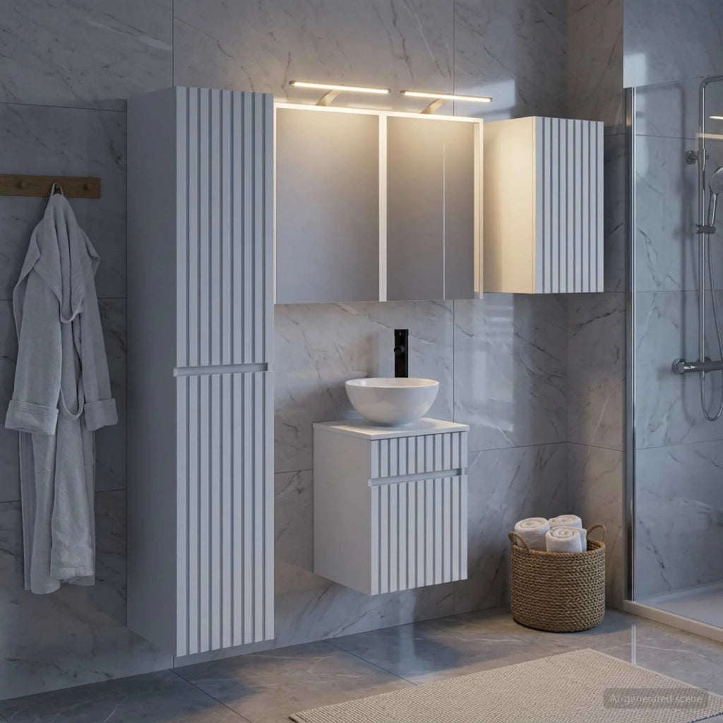 Set di Armadi da Bagno 5 pcs Bianco 43 x 16 x 62,5 cm 3407343