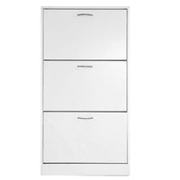 Scarpiera 3 Ante Ripiani Doppia Profondita in Melamina 60x24x120cm Colore Bianco