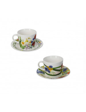 Tazzina caffè fiori di campo set 2 pezzi new bone china