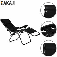 Sedia da Giardino Poltrona Relax Pieghevole Gravita Zero Acciaio Oxford Nero