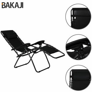 Sedia da Giardino Poltrona Relax Pieghevole Gravita Zero Acciaio Oxford Nero