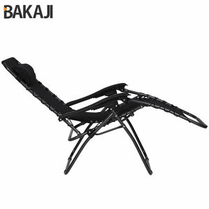 Sedia da Giardino Poltrona Relax Pieghevole Gravita Zero Acciaio Oxford Nero