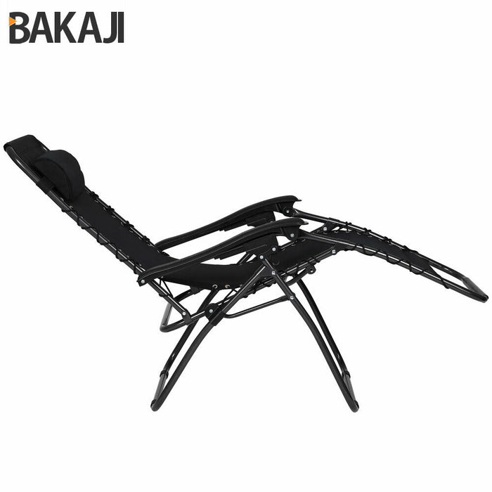 Sedia da Giardino Poltrona Relax Pieghevole Gravita Zero Acciaio Oxford Nero