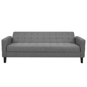 Divano Letto Clic Clac 3 Posti Tessuto Imbottito con Braccioli Grigio 204x85x81