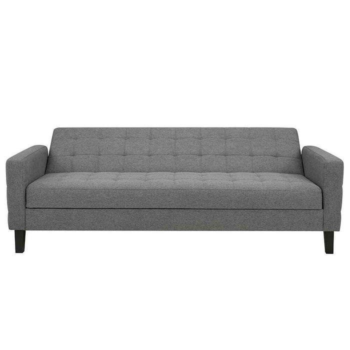 Divano Letto Clic Clac 3 Posti Tessuto Imbottito con Braccioli Grigio 204x85x81