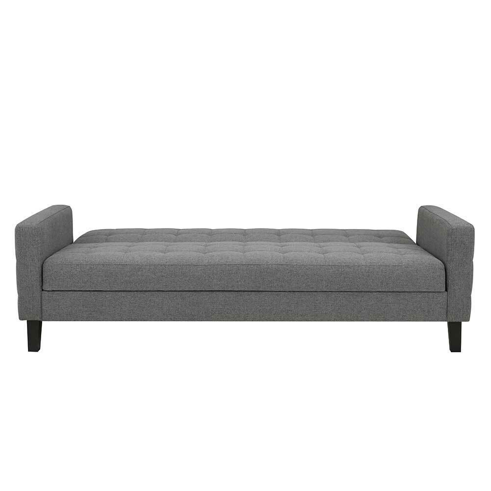 Divano Letto Clic Clac 3 Posti Tessuto Imbottito con Braccioli Grigio 204x85x81