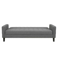 Divano Letto Clic Clac 3 Posti Tessuto Imbottito con Braccioli Grigio 204x85x81