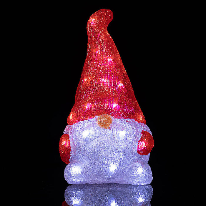 Gnomo Folletto Figura Acrilica Natalizia 24 LED Illuminazione Esterni ed Interni