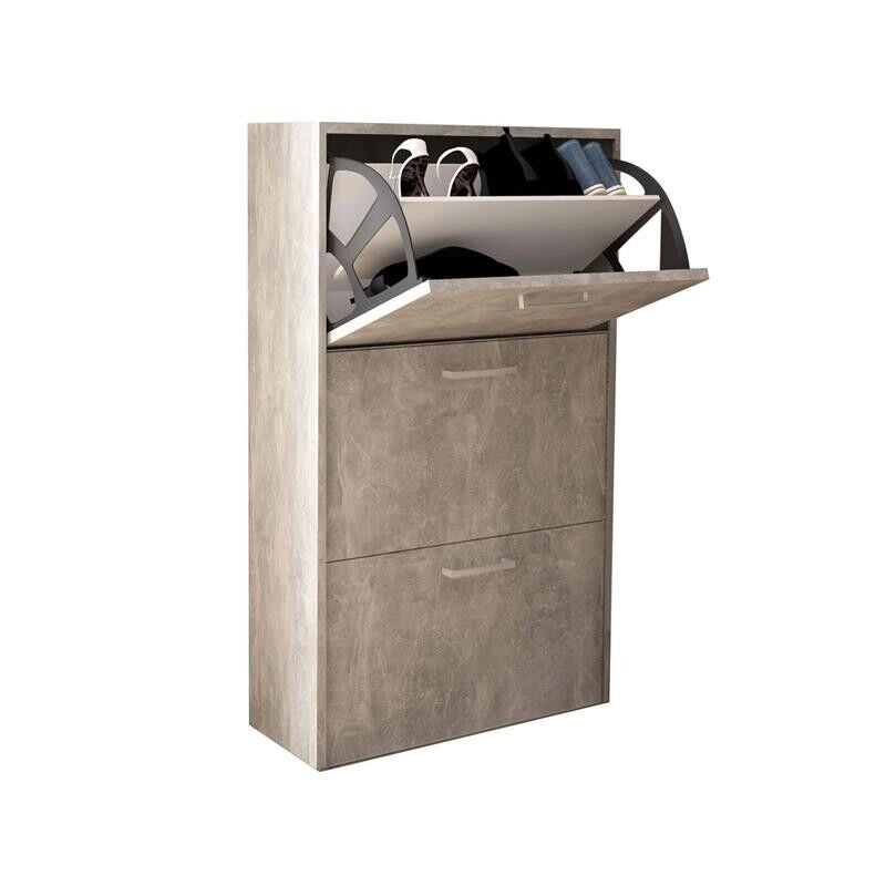SCARPIERA MOLLY 3 ANTE A RIBALTA GRIGIO EFFETTO CEMENTO 59 X 25 X H105 CM
