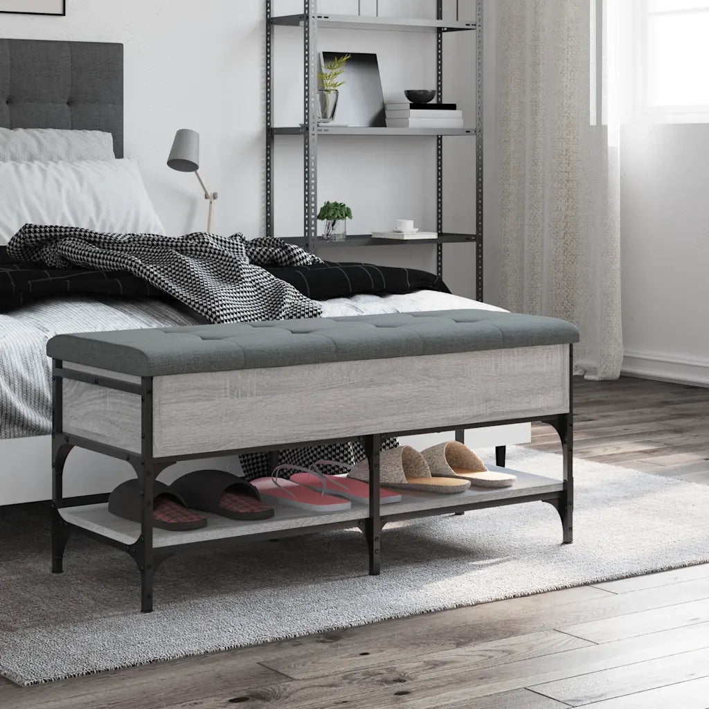 Panca Porta Scarpe-Sgabello-Panca Scarpiera Grigio Sonoma 102x42x45 cm Legno Multistrato