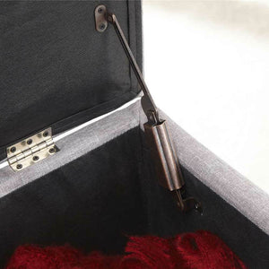 Cassapanca Pouf Contenitore Panca Sgabello Poggiapiedi in Tessuto Grigio Chiaro