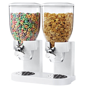 Dispenser Storage Doppio Contenitore Dosatore Distributore Cereali Pasta Bianco