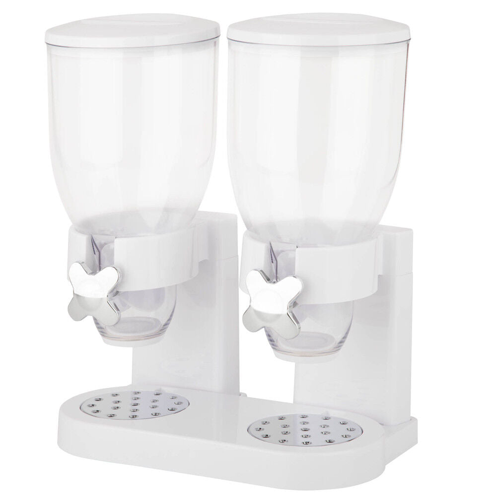 Dispenser Storage Doppio Contenitore Dosatore Distributore Cereali Pasta Bianco