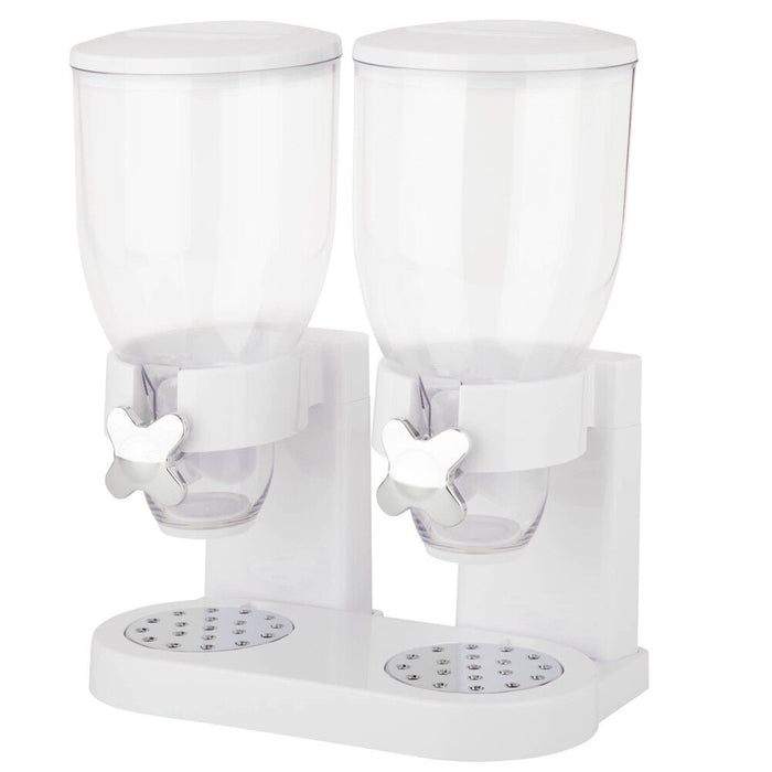 Dispenser Storage Doppio Contenitore Dosatore Distributore Cereali Pasta Bianco