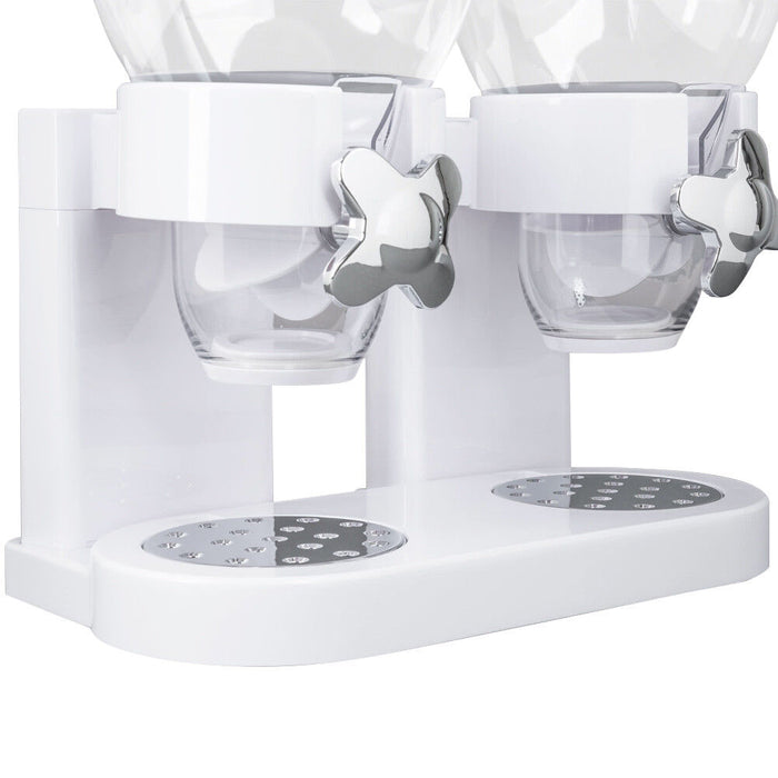 Dispenser Storage Doppio Contenitore Dosatore Distributore Cereali Pasta Bianco
