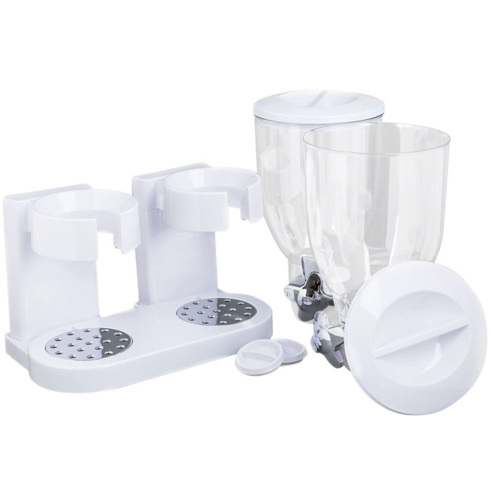 Dispenser Storage Doppio Contenitore Dosatore Distributore Cereali Pasta Bianco