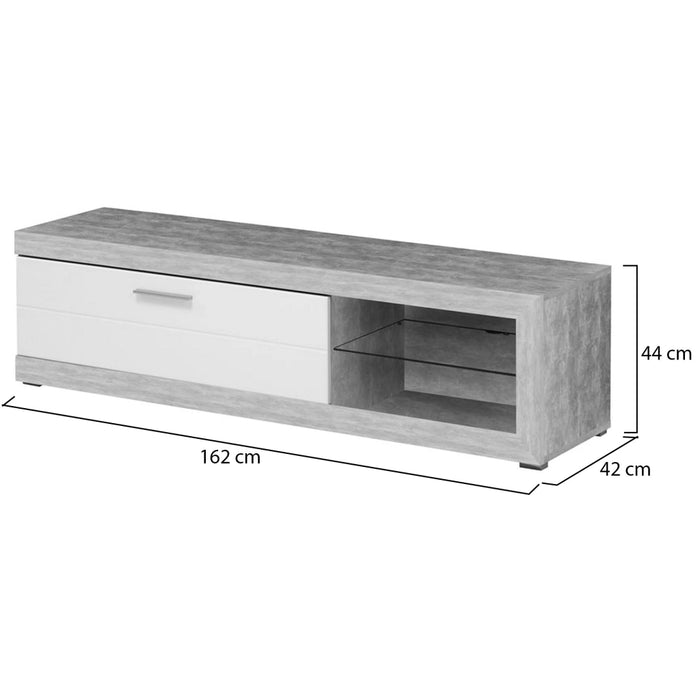 Pompu, Mobile Porta tv 2 Ripiani, 162x41.5x43.5h cm Bianco