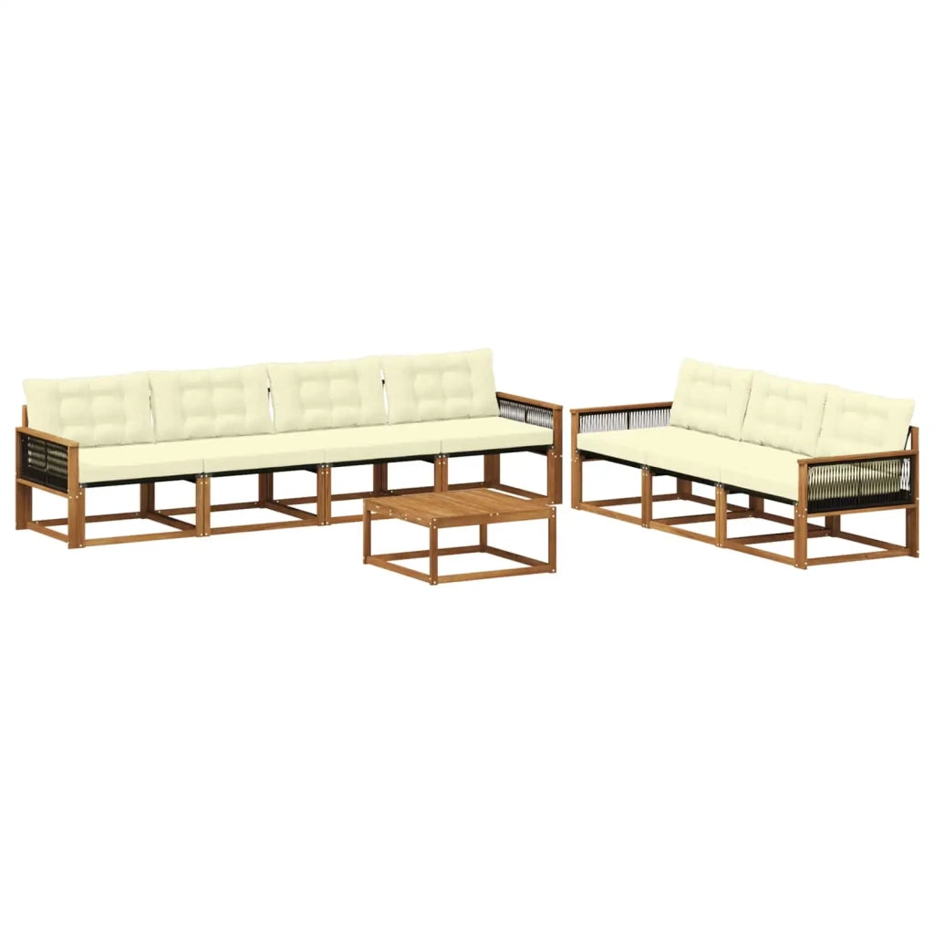 Set di divani da esterno con cuscino 8 pcs Naturale e Crema 3381294