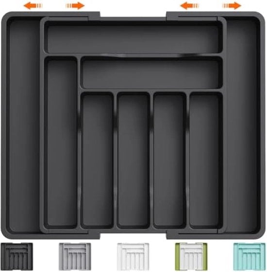Organizzatore di carico per cucina, contenitore per utensili da cucina espandibile, supporto regolabile per accessori da cucina e argenteria, grande.