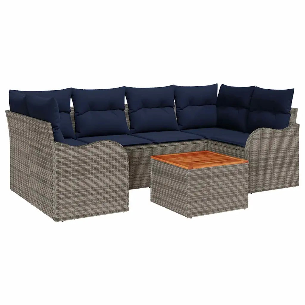 Set Divano da Giardino 7 pz Grigio polyrattan 3347409