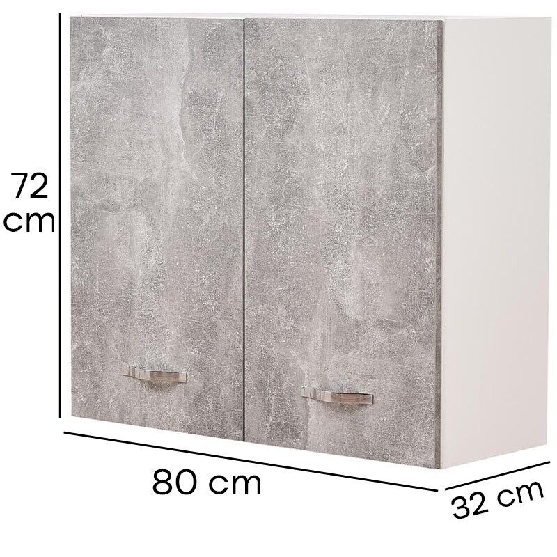 Pensile da Cucina Armadio Sospeso da Parete Doppia Anta Colore Grigio Cemento