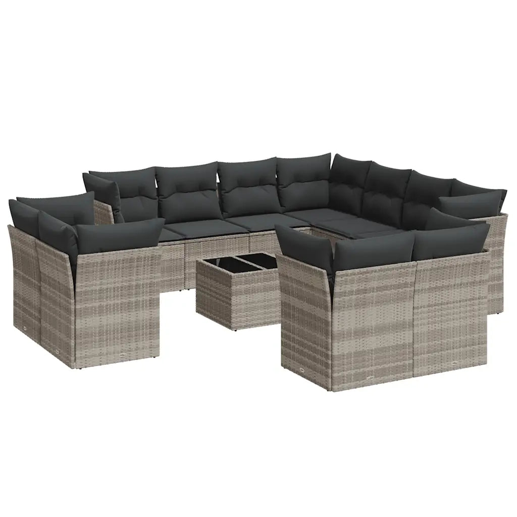 Set Divano Giardino 12 pz con Cuscini Grigio Chiaro Polyrattan