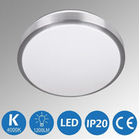 Plafoniera LED Rotonda 12W Luce Bianca 4000K Naturale Lampada Soffitto 29,5cm