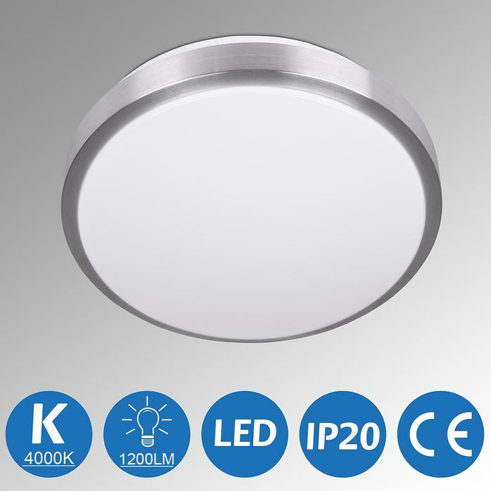 Plafoniera LED Rotonda 12W Luce Bianca 4000K Naturale Lampada Soffitto 29,5cm