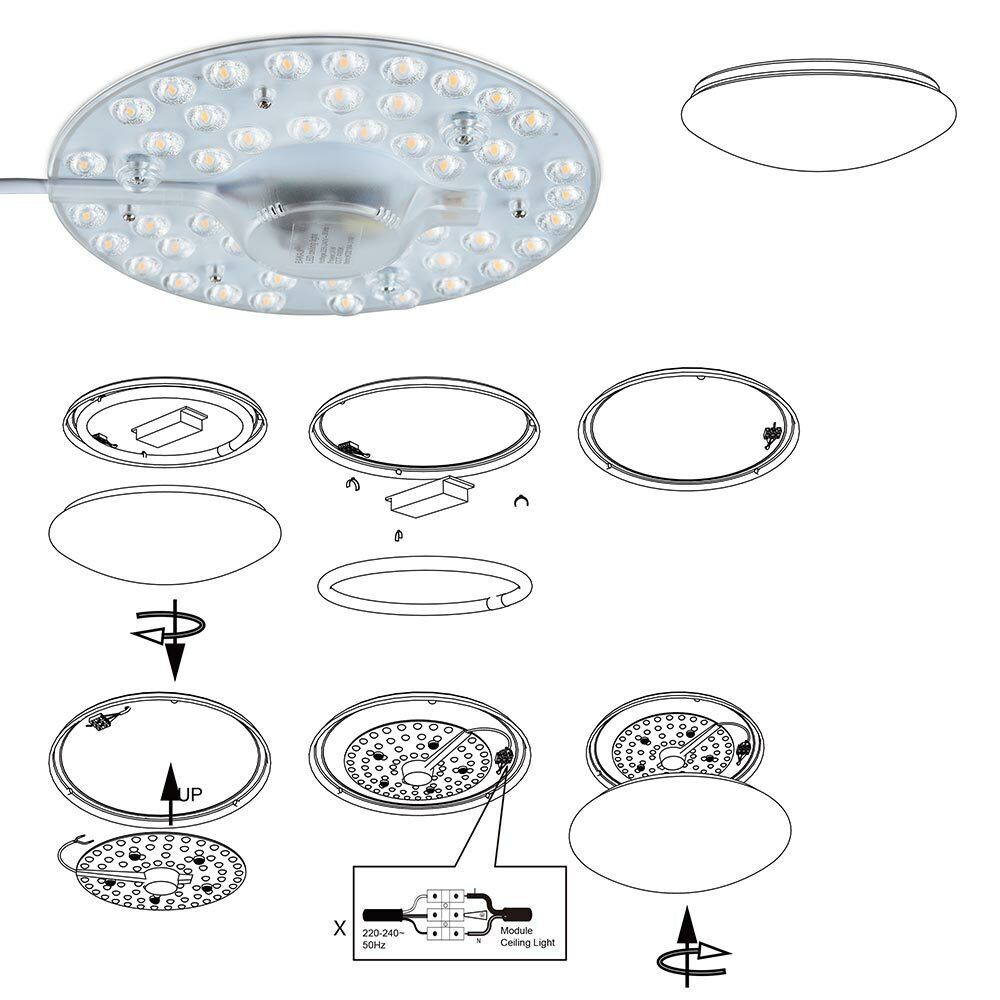 Circolina LED Disco Calamita Sotituzione Neon Plafoniera Luce Bianca 24W 2160LM