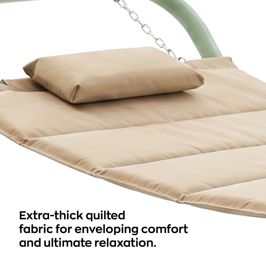 Levia  -  Amaca Da Giardino 233x86x95 cm Con Supporto in Metallo e Cuscino per Esterno in Tessuto Beige