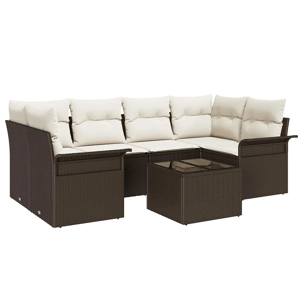 Set Divano da Giardino con cuscino 7 pcs Marrone polyrattan 3345258