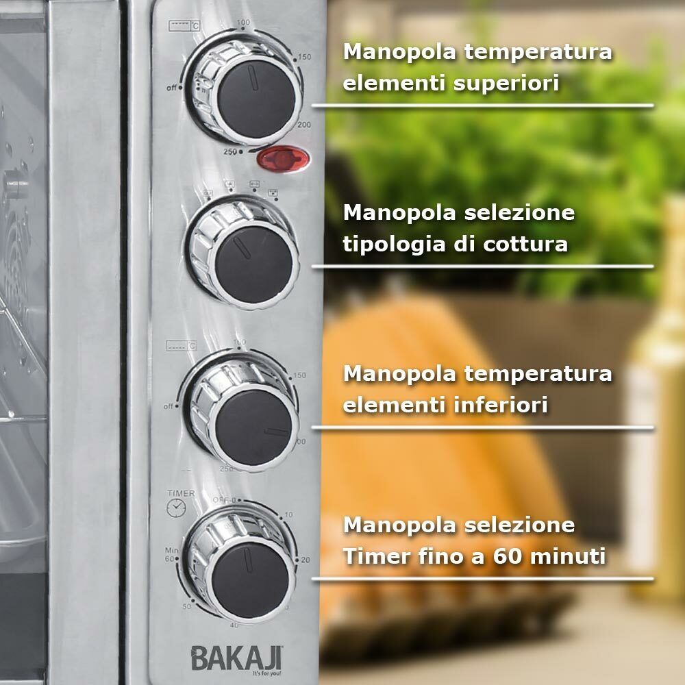 Forno Fornetto Elettrico Ventilato 55 lt 2200 W Luce Doppia Porta Girarrosto