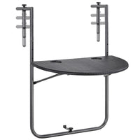 Tavolo Tavolino Ringhiera Esterno Balcone Pieghevole Metallo e Polyrattan Nero