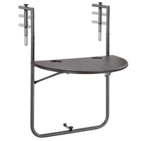 Tavolo Tavolino Ringhiera Esterno Balcone Pieghevole Metallo e Polyrattan Marron