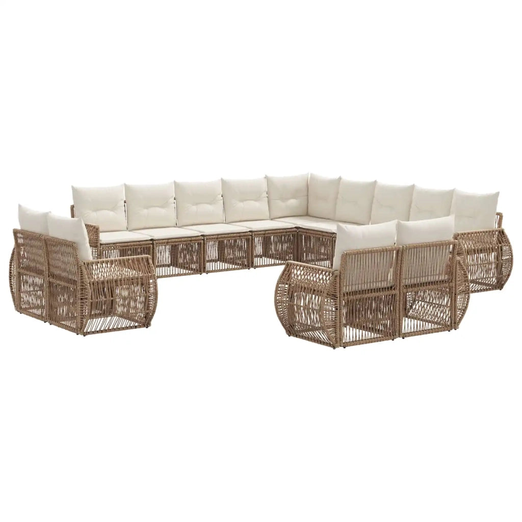 Set Divano da Giardino 13 pcs Beige e Bianco Crema polyrattan 3435600