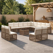 Set Divano da Giardino 14 pz Beige e Bianco Crema polyrattan 3435291