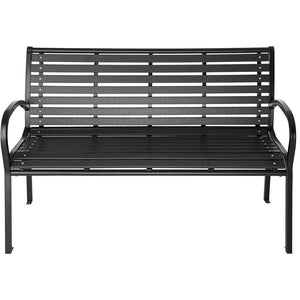 Panchina da Esterno Giardino Panca Polywood Struttura in Acciaio Nero 126x81x62