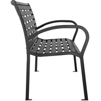 Panchina da Esterno Giardino Panca Polywood Struttura in Acciaio Nero 126x81x62