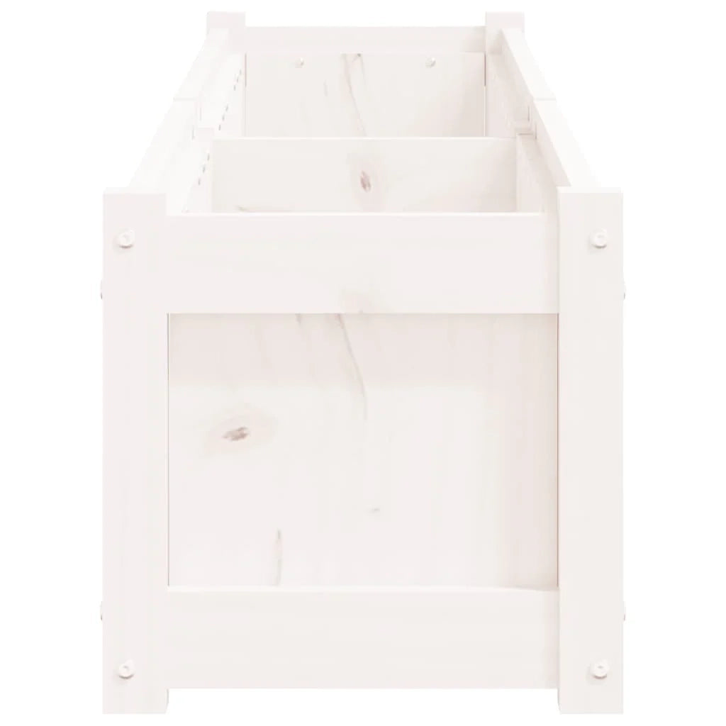 Vassoio per fioriera aiuola rialzata piante fiori terrazza giardino 180 x 31 x 31 cm legno di pino massiccio bianco 02_0037471