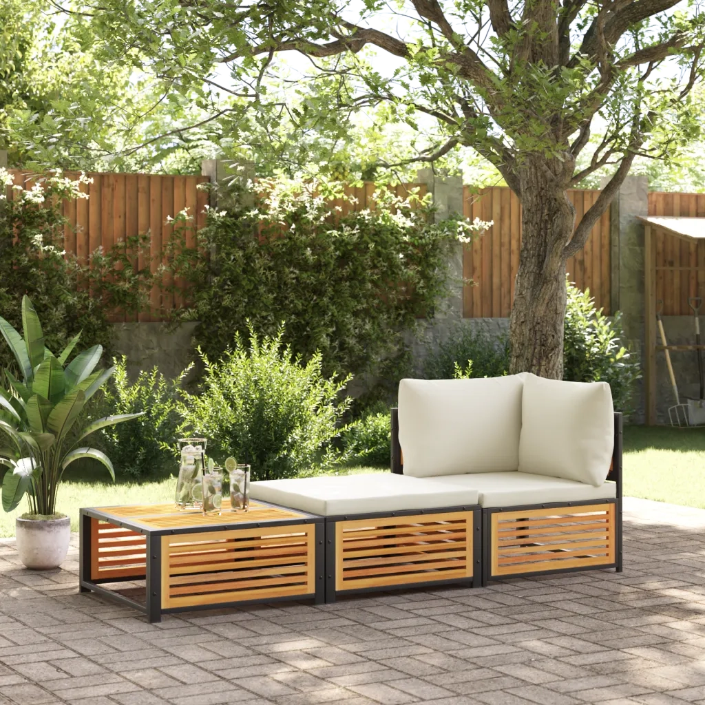 Tavolo da Giardino con Sgabello in Legno Massello di Acacia 367650