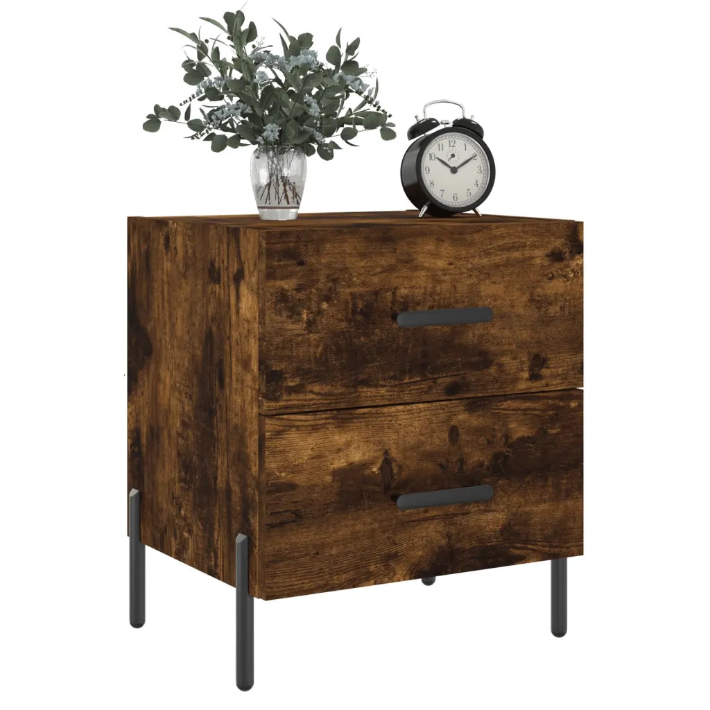 Comodino Rovere Fumo 40x35x47,5 cm in Legno Multistrato 827334