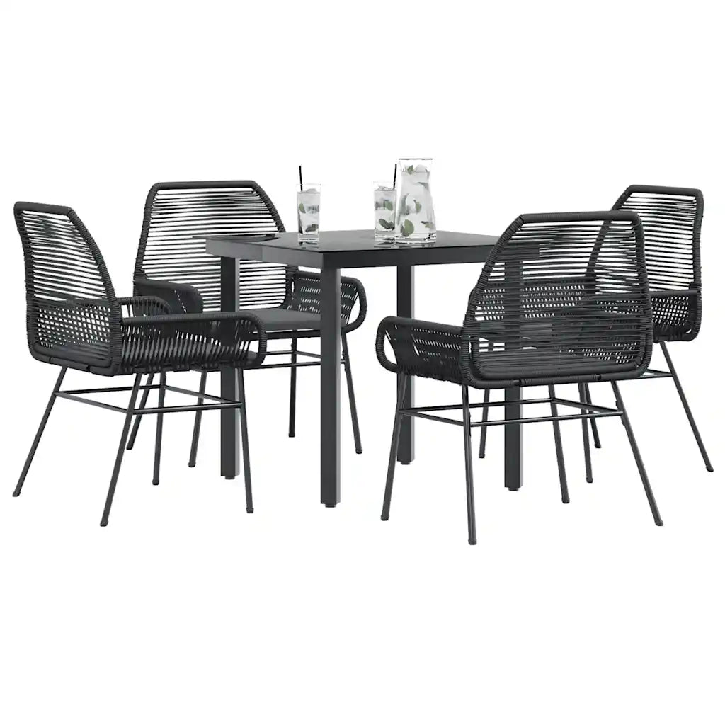 Set da Pranzo da Giardino con Cuscini 5 pz | Set Salotto da Giardino Polyrattan Vetro
