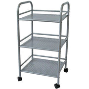 Carrello Portaoggetti Multiuso 3 Ripiani Bagno Cucina Parrucchiere Estetista 4 Ruote in Acciaio